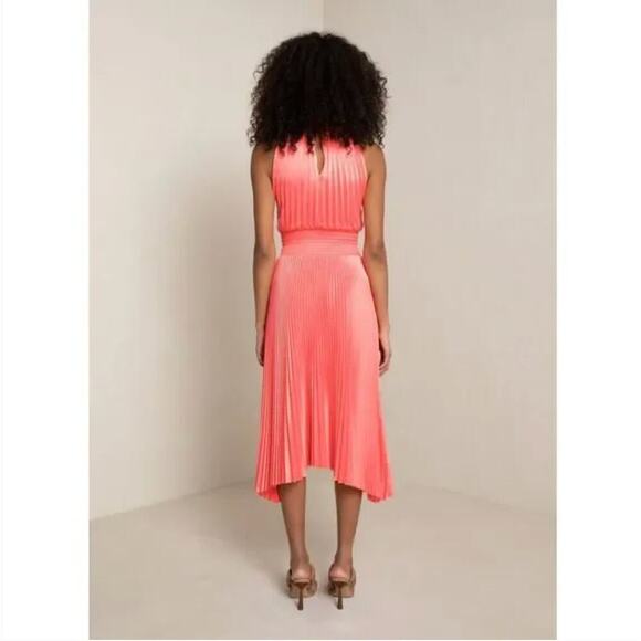 NEW A.L.C. $595 Coral Pink Renzo Pleated Blouson Dress - Picture 3 of 10